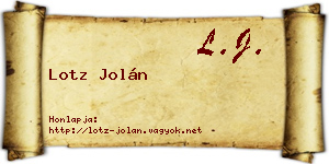 Lotz Jolán névjegykártya